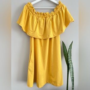H&M Off The Shoulder Ruffle Dress Golden Yellow Medium